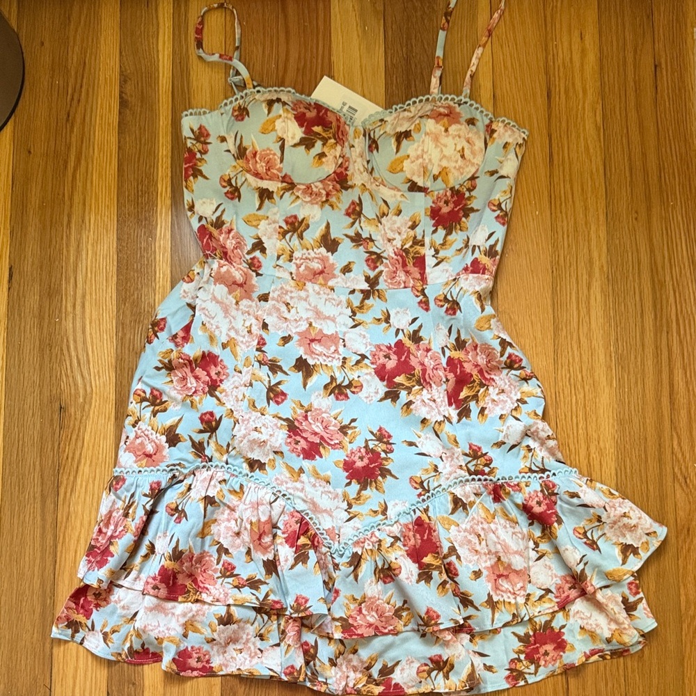 Hello Molly Light Blue Lace Trim Dress